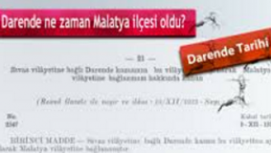 Darende, Ne Zaman Malatya’nın İlçesi Oldu?